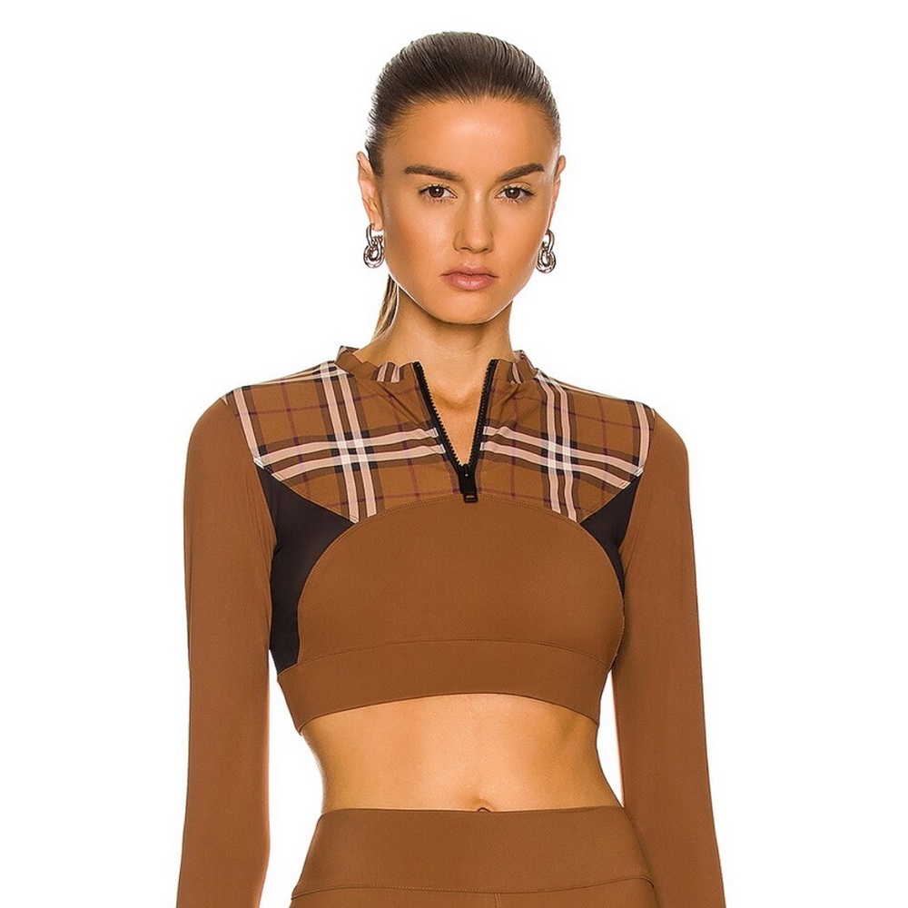NWOT BURBERRY Everley Check Sporty Top XS